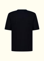 The Comfort Fit in Black — oversized Suvin cotton t-shirt, back view.