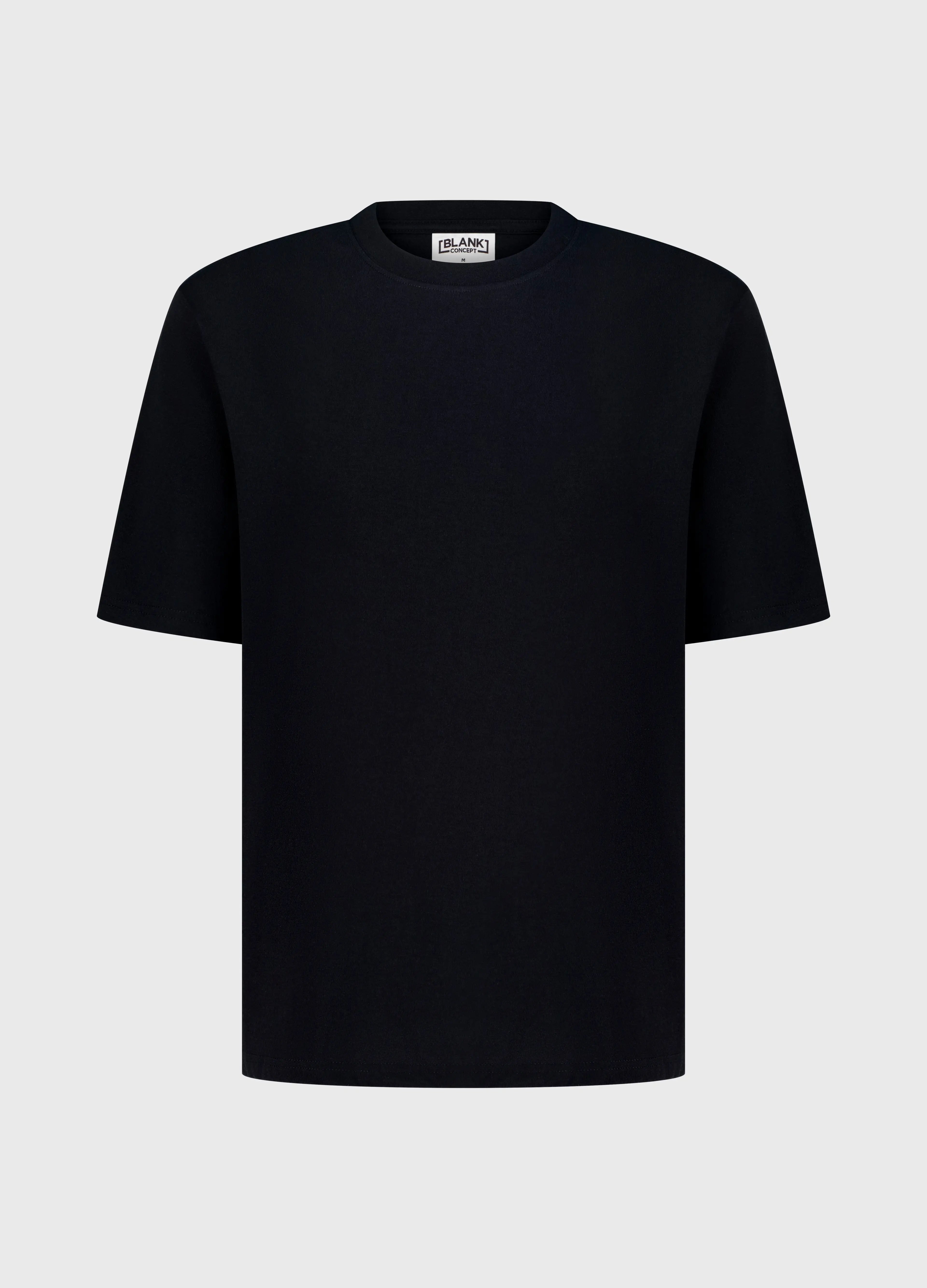 The Blank Concept The Comfort Fit black oversized t-shirt front view