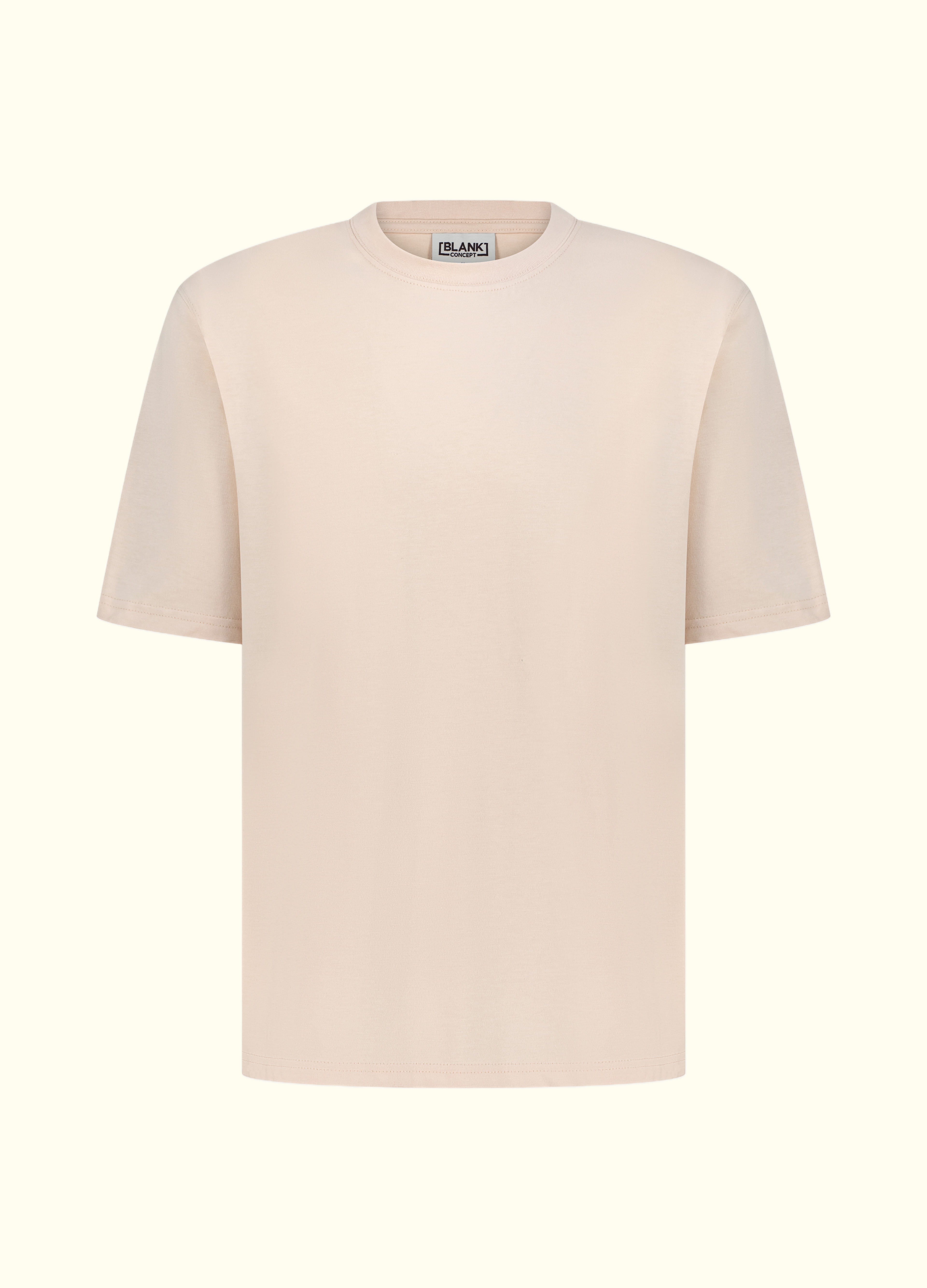 The Comfort Fit in Mother of Pearl — oversized Suvin cotton t-shirt, front view.
