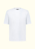 The Comfort Fit in White — oversized Suvin cotton t-shirt, front view.