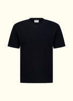 The Standard Fit in Black — regular-fit Suvin cotton t-shirt, front view.