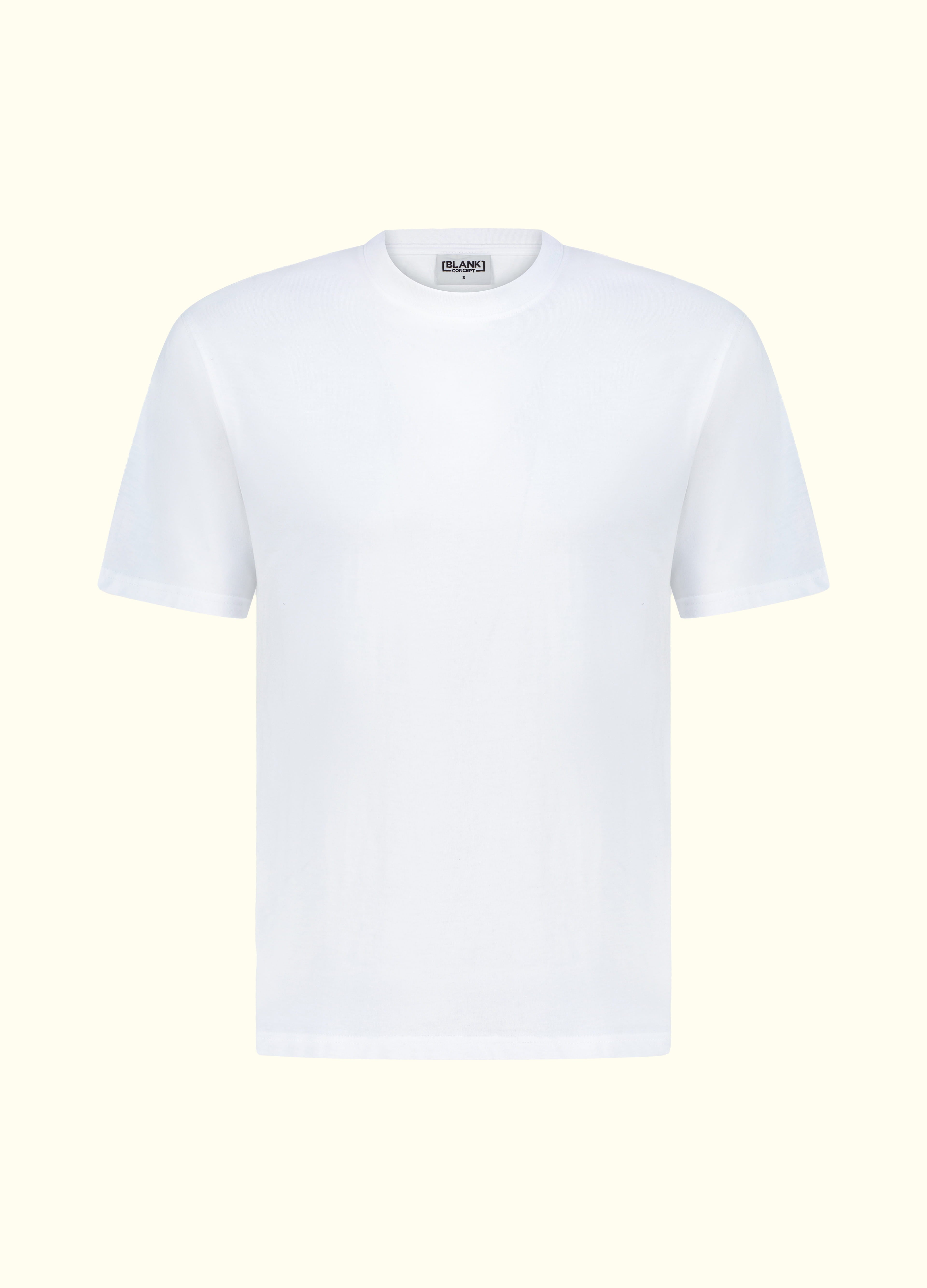 The Standard Fit in White — regular-fit Suvin cotton t-shirt, front view.